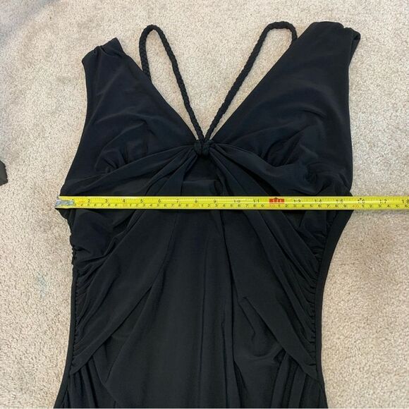 Black V-neck A-line flowy cocktail dress Sz M - Picture 11 of 14